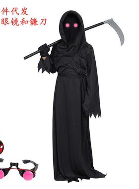 Halloween Horror Red Eyes Death Reaper Scythe Ghost Costume