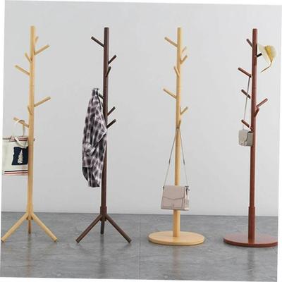Wooden Coat Rack Stand 8 Hooks, Sturdy for Clothes/Bags/Hats