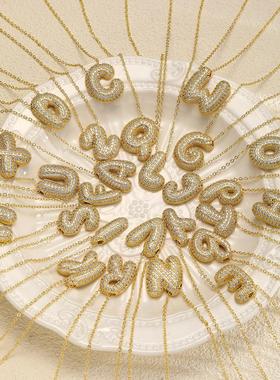 26 English letter necklace for women26个英文字母满钻铜项链女