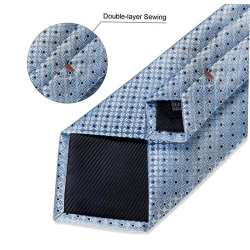 Luxury Blue Plaid Dot Silk Ties For Men Solid Wedding Access
