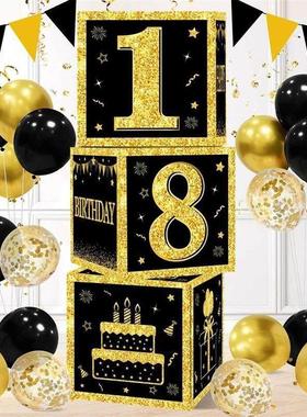 Gold Black Birthday Number Boxes 18 3pcs 30 40 50 60 Years O