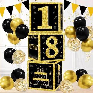 Black Gold Years Number Birthday Boxes 3pcs