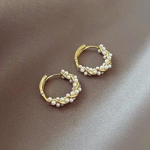 Pearl Hoop Earring ZAKOL Round Imitation Small Circel French