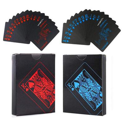 Waterproof Pure Black Plastic Poker Table Tour Card PVC Magi