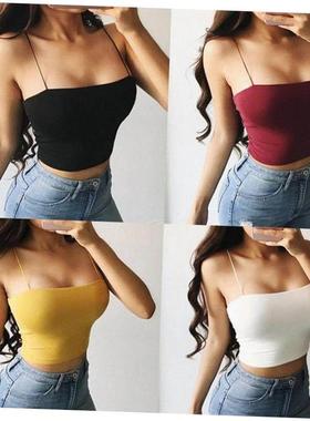 Sexy Tank Top Black Halter Crop Tops Women Summer Camis Back