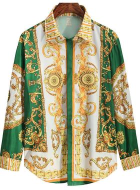 Long sleeved lapel digital printed shirt长袖翻领数码印花衬衫