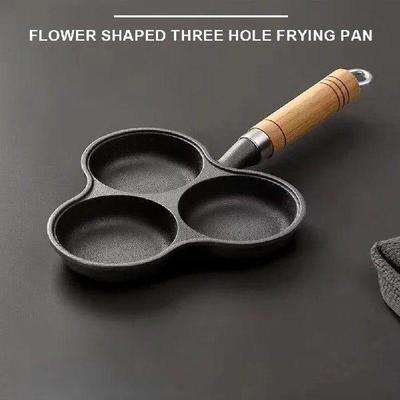 3 Hole Breakfast Grill Cooking Pot Cast Iron Omelet Pan