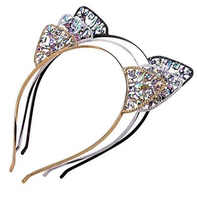 Novelty Cat Ears Headband Crystal Hairband Festival Hair Bez