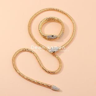 欧美金色蛇水钻项炼蛇形手炼首饰Snake Necklace Bracelet women