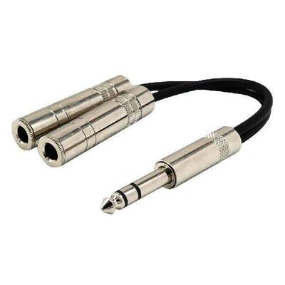 6.35mm Jack Stereo Splitter Cable Male to 2X Plug 1/4 inch