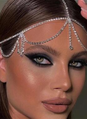 Simple Rhinestone Hair Chain Band Accessories for Women Part