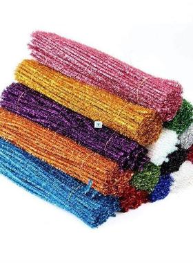 100pcs Glitter Chenille Stems Pipe Cleaners Plush Tinsel Ste