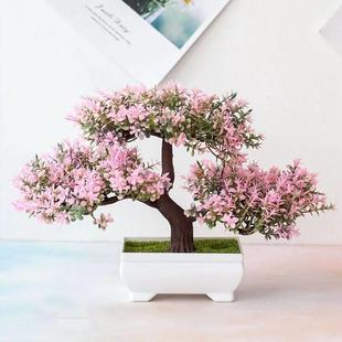 Small Tree Flowers Plants Plant Bonsai Fake Artificial Pot