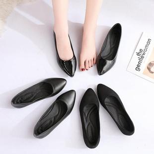 Comfortable work black shoes for women flat shoe工作平底鞋女