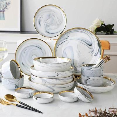 Marble Dinner Plate Set Ceramic Kitchen Plate Tableware Set1