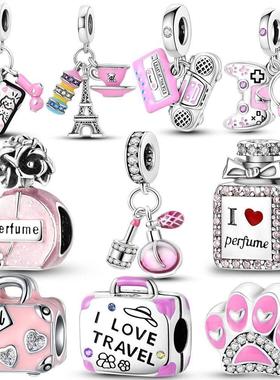 Genuine 925 Sterling Silver Pink Perfume Charms Fit Original