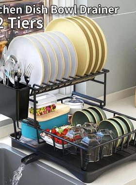 1/2 Tier Kitchen Dish Drainer Storage Rack With Chopstick Ca