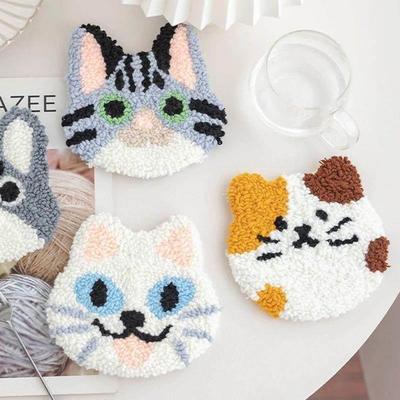 Cat Magic Needle For Embroidery Kit Punch Needle Coaster Set