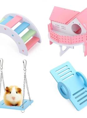 Hamster Toys Set Include Wooden Hamster House for Small Anim