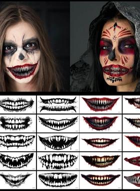 10pcsHalloween big mouth tattoo sticker, terrifying sticker