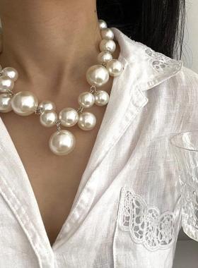 Bead Pearls Necklace Collarbone Chain Women's Elegant Pendan
