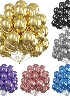12Inch Color Metal Theme Confetti Round Latex Balloon Gold S