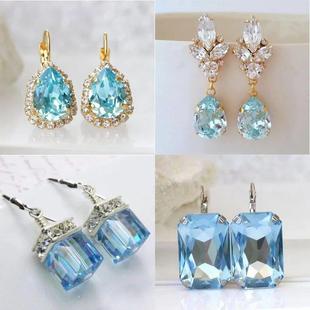 Drop Water Cubic Zirconia Women Lake Earrings Blue