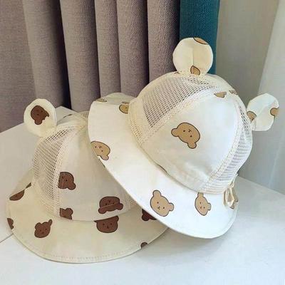 Cute Bear Baby Bucket Hat with Ears Boys Girls Cartoon Cott