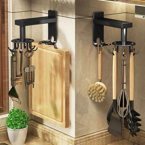 Kitchen Organizer Rotatable hook Up Storage rack Accessories