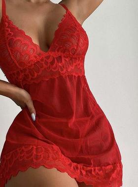 Sexy Sleepwear Deep-V Night Dress Women Sleeping Nightgown R