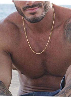 3mm Men's Stainless Steel Thick Golden Link Chain Neckla