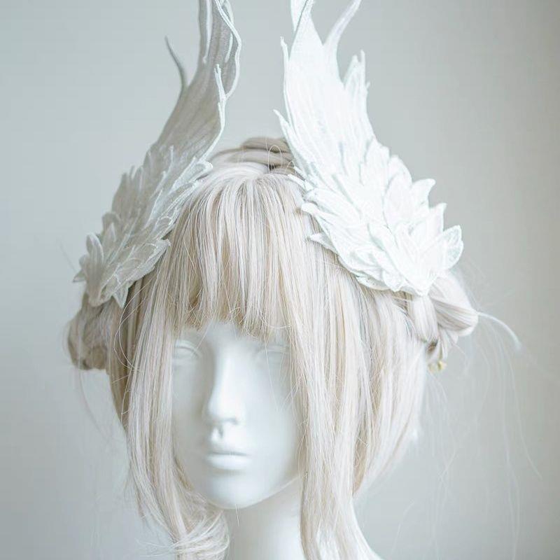 Lolita天使之翼刺绣发夹一对图片