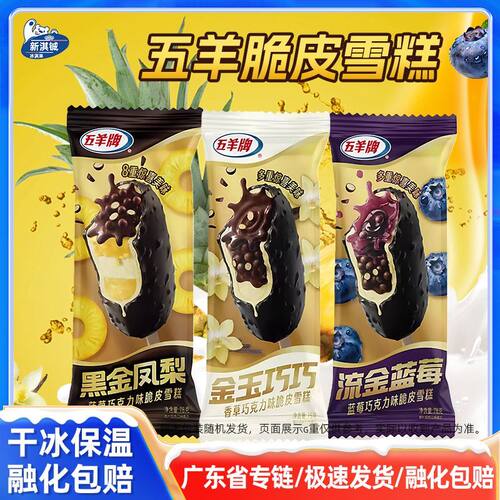 30支五羊牌雪糕新品蓝莓香草脆皮冰淇淋网红多口味冰激凌混装批发