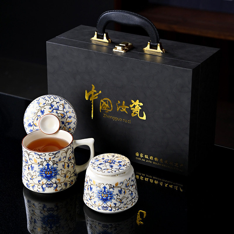 珐琅彩茶杯陶瓷套装杯子办公杯水杯礼盒装定制茶具商务礼品伴手礼