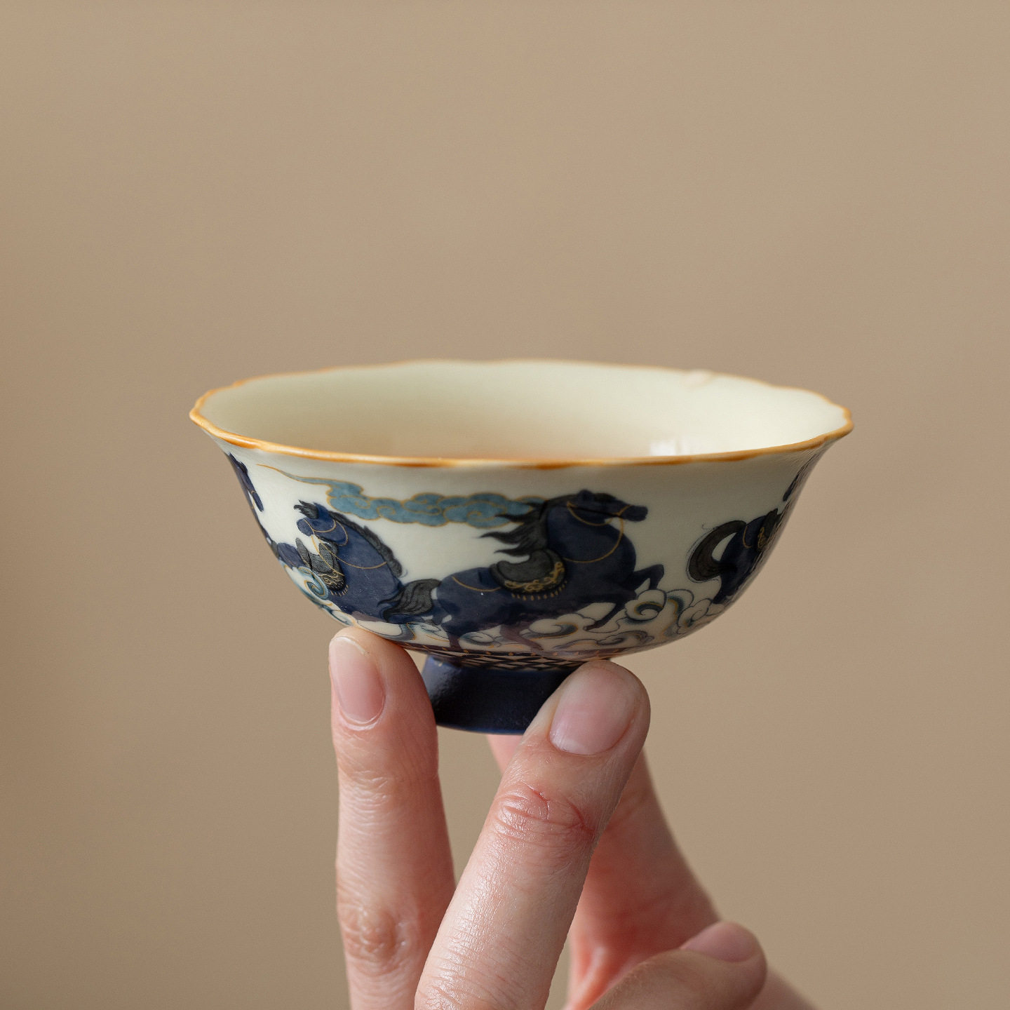 马到成功陶瓷主人杯复古小号单个人泡茶杯家用高档茶具品茗杯