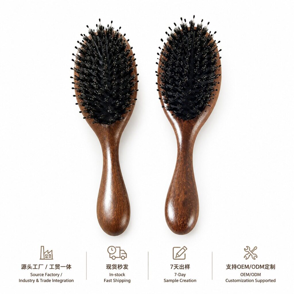 猪鬃毛气垫梳子气囊按摩梳头皮经络梳顺发女家用蓬松头发檀木梳子