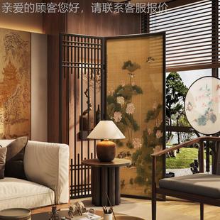 遮挡可折叠实木栅栏镂 C87室背景装 新禽中式 栖屏折风隔断客厅茶GP