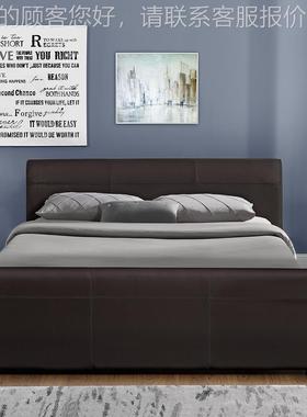 外工贸厂北欧风家卧室具皮艺抽屉床大床e单人床lather bed Que114