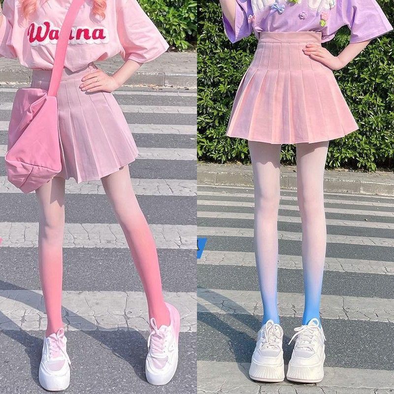 黑灰色渐变色丝袜女辣妹性感纯欲黑白丝夏季超薄款防勾丝连裤袜子