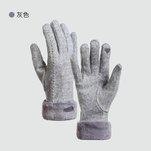 羊绒手套女士秋冬季2025新款骑行加绒加厚防风保暖防寒可触屏手套