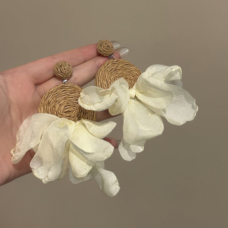 海边圆形银针吊坠雪纺耳饰个性