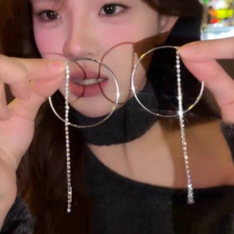 几何耳饰银色女耳环个性链条新款