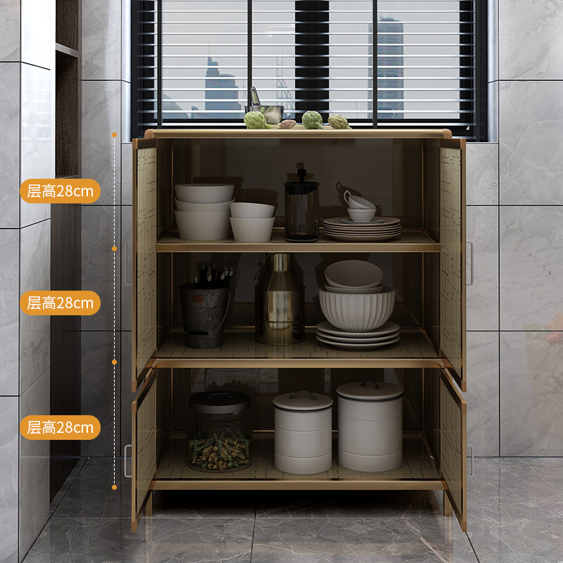 极速简易厨房置物柜铝合金柜橱柜多功G能收纳四层灶台架落地多层
