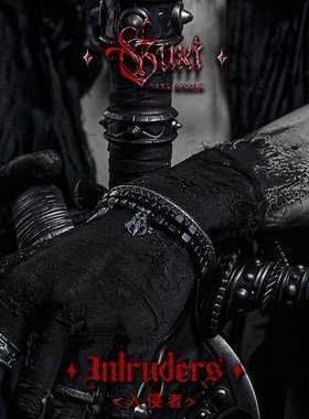 新品GUXI【入侵者】暗黑v风复古黑曜石手链男双层手串珠子小众饰