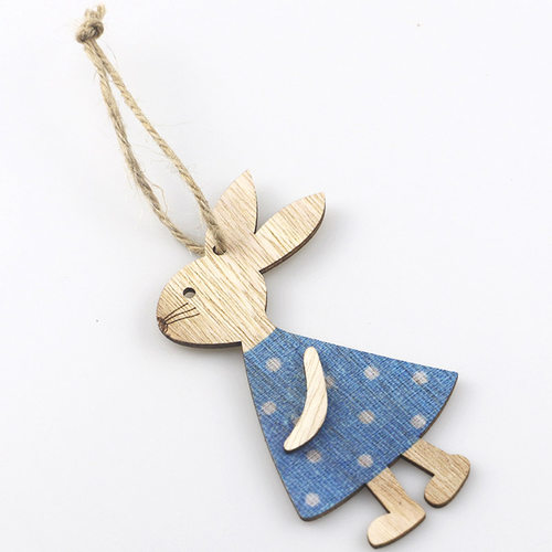 新品Easter Wooden nBunny Pendant Wood Rabbit Easter Decorati