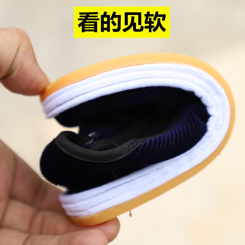 新品春秋季儿童单手工布鞋男童千层底软底女L室内防滑一脚蹬5透气