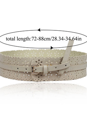 极速Hollow Out Prinot Belt Soft Leather waistband Self Tie W