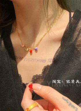 极速店主自留 !这才是多巴胺项链的天花板!彩色.爱心锁骨链