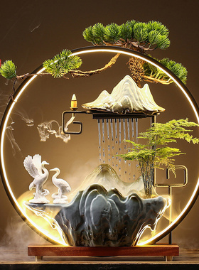 极速招财流水摆件循环水客厅家居办公室流水生财开业W创意装饰桌