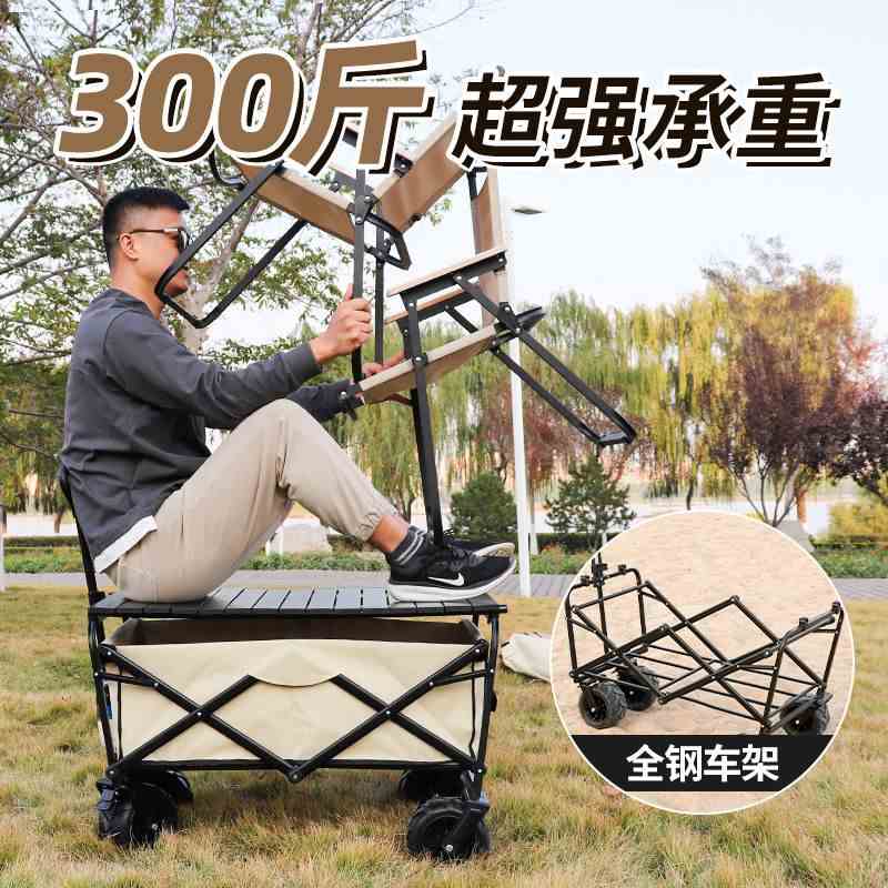 极速摺叠推车野营户外露r营小推车摆地摊拉车可携式车快递买菜遛
